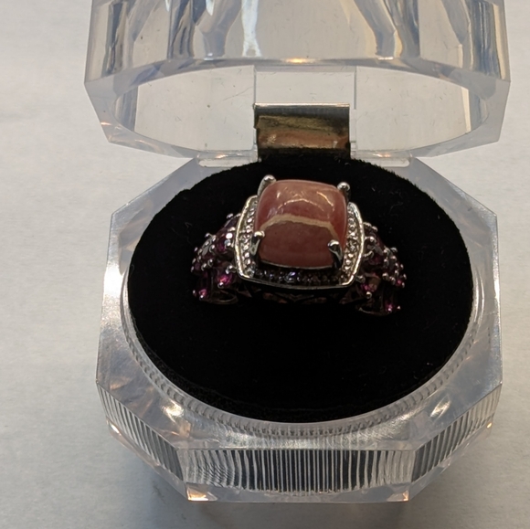 Vintage Rhodochrosite silver ring sz 7 - Picture 9 of 10